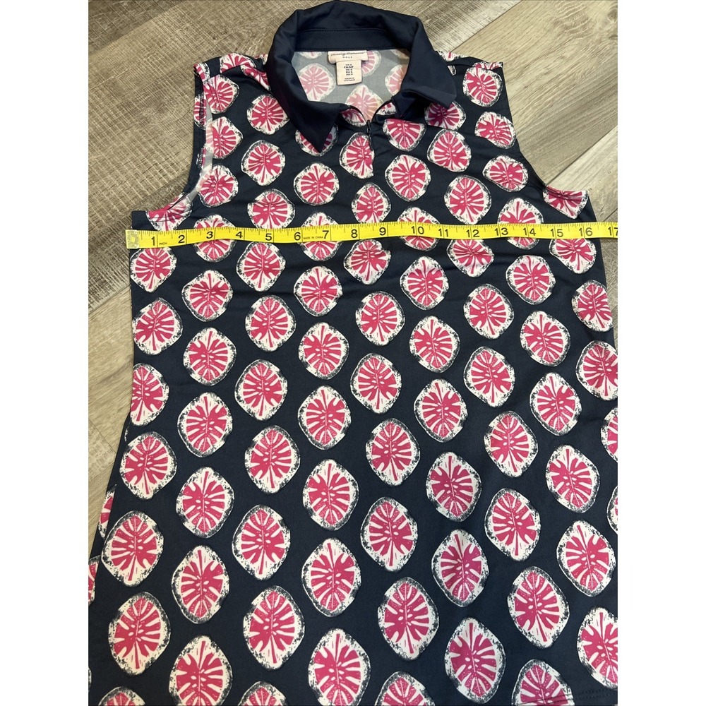 Tommy Bahama GOLF Womens Polo‎ Shirt Small S Navy And Pink Sleeveless - Picture 4 of 10